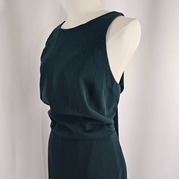 Dessy Collection Evergreen Halter Open Tie Back Front Slit Maxi Dress Size 12R - Picture 5 of 14